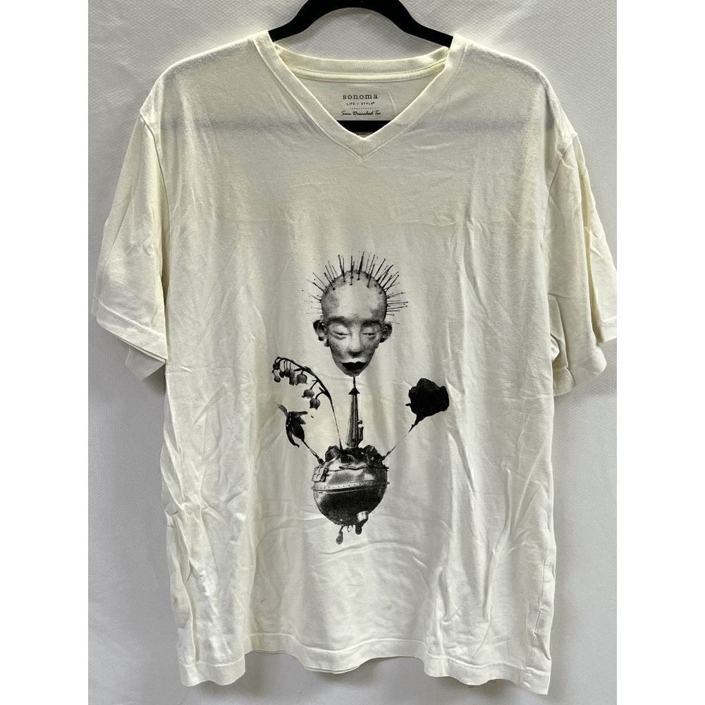 Sonoma Women's Life + Style Sun Drenched Short Sleeve Tee White Large 100% Cotto - Picture 1 of 6